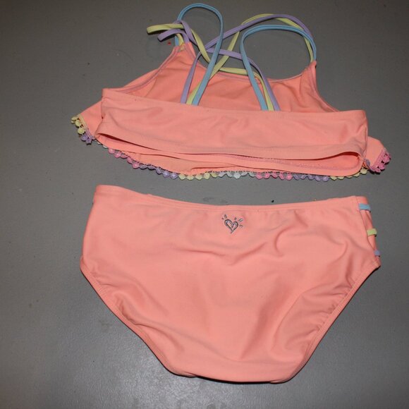 Orange 2 Pcs Justice Bikini9 Swimsuit Size 14 - Picture 6 of 12